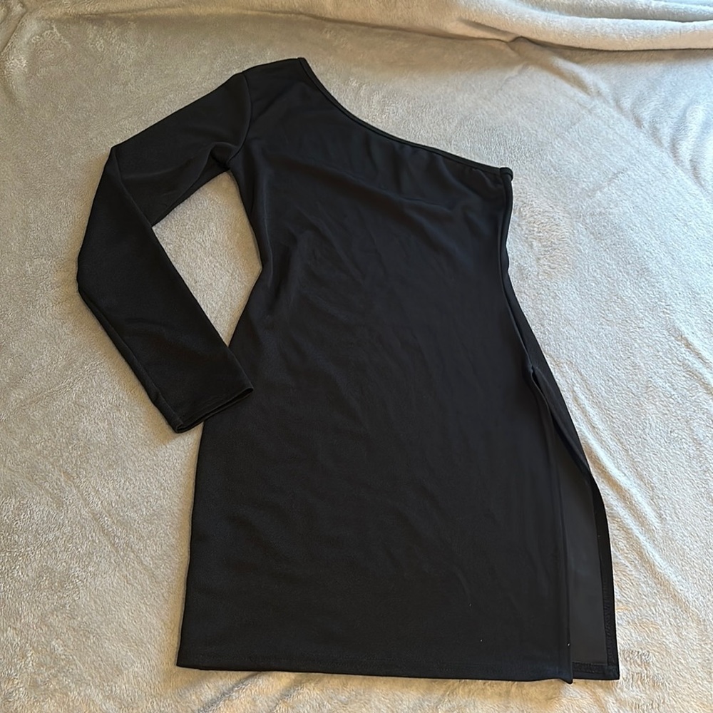 Black High Slit Mini Dress